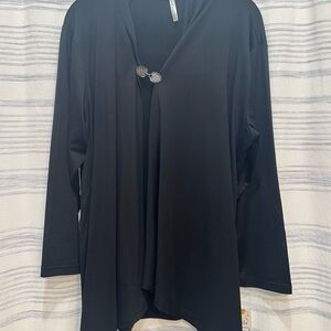 Lulu-B Black Draped Cardigan with Cascading Front UPF 50 with Cooling Effect